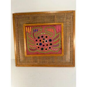 VTG Custom Framed Folk Art Mola Craft Guna Tribe Panama of a Crab